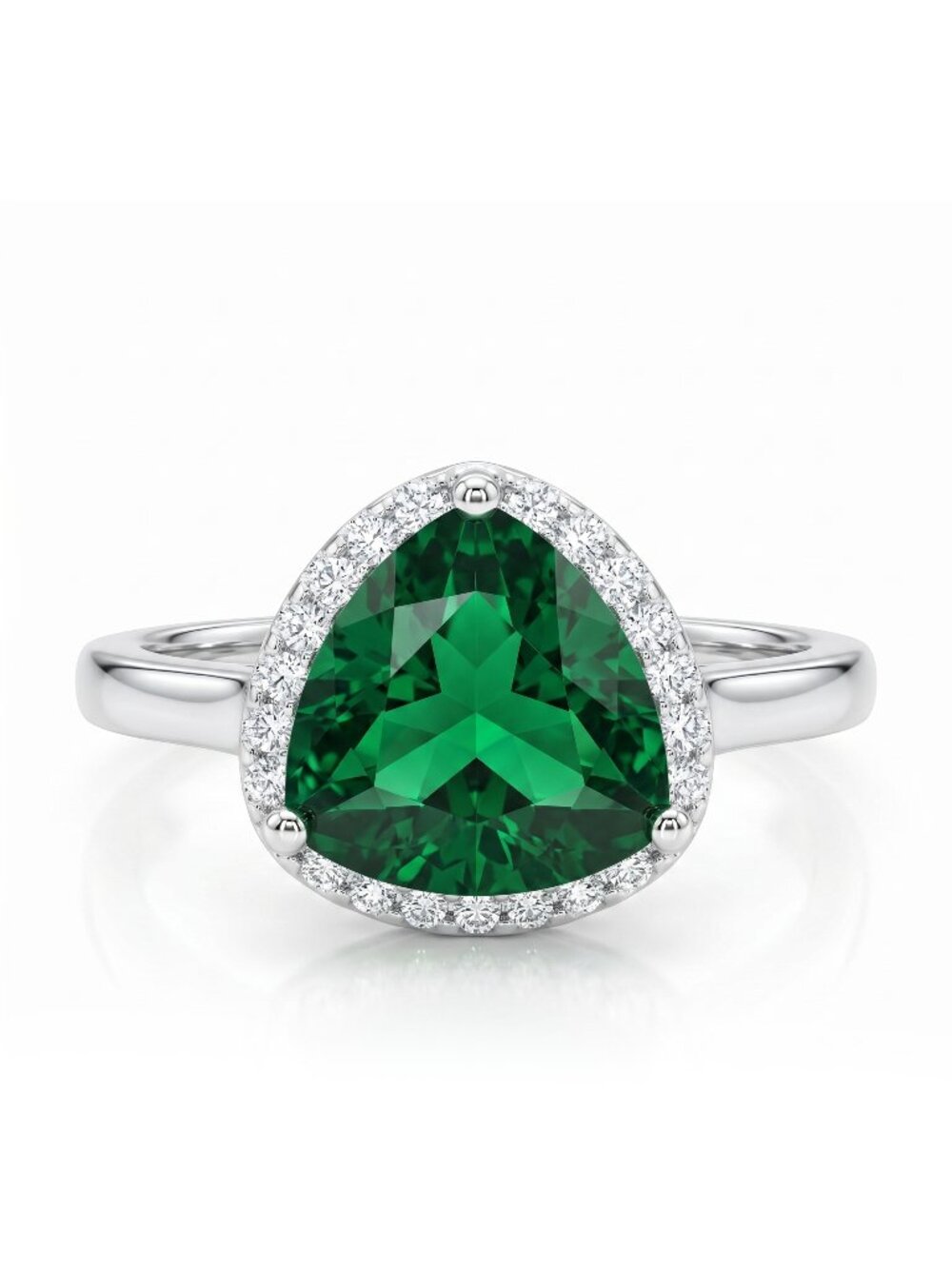 Emerald Green Trillion Gemstone Ring, real 925 Sterling Silver Charmed Aroma